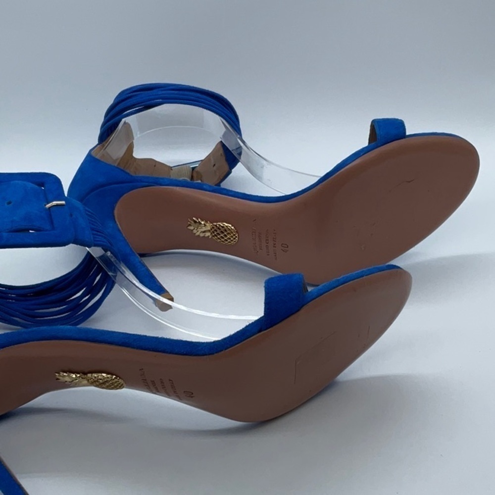 EUC - Aquazzura Blue Casablanca 110 Suede Sandals - Picture 10 of 13